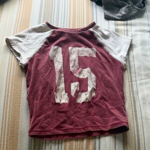 Brandy Melville Maroon and White Crop Top